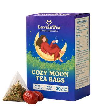 LoveinTea box with a pyramid tea bag