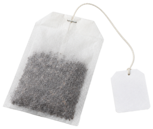 A standard tea bag