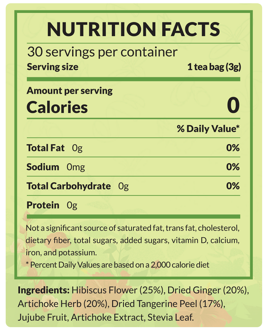 Hibiscus Herbal Tea Bags Nutrition Facts