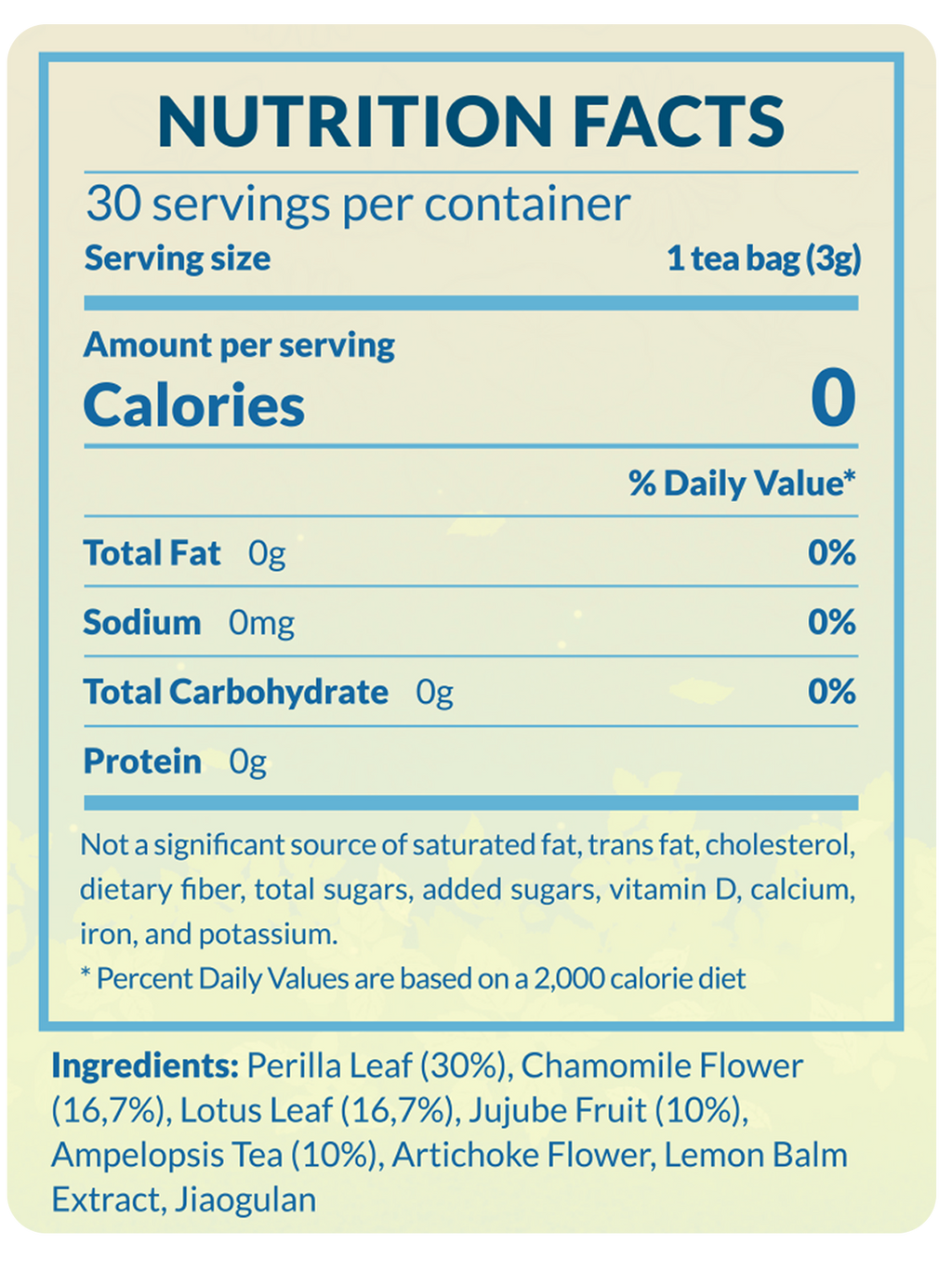 Nighty Night Herbal Tea Bags Nutrition Facts