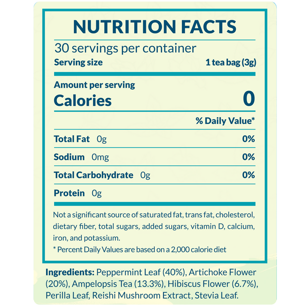 Peppermint Herbal Tea Bags Nutrition Facts