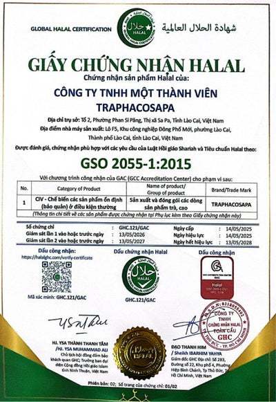 Halal GSO 2055-1 certificate issued to Traphaco Sapa