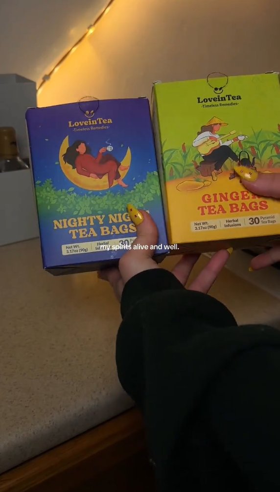 Cozy Moon and Ginger boxes held up in a kitchen